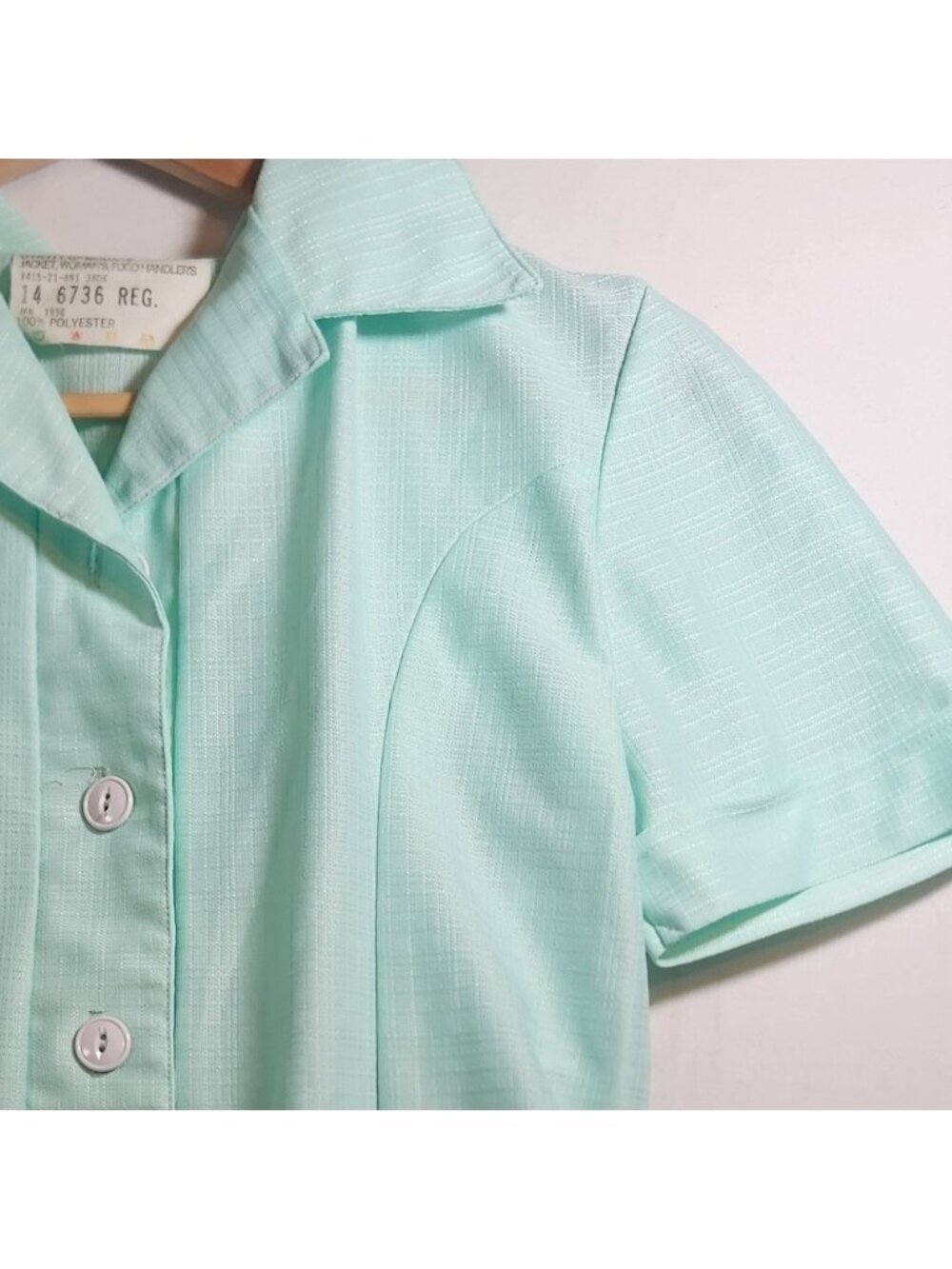 Vintage 1970 Utility‎ Garments Mint Green Food Handler Jacket Womens 14